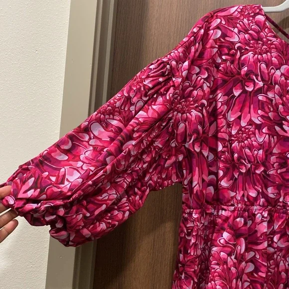 Kika Vargas x Target Pink Mum Floral Scallop Back Peplum Blouse Size 1X - Picture 5 of 14